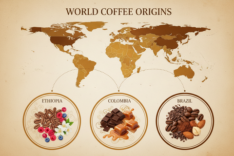 Éthiopie, Colombie, Brésil: trois origines de café, trois caractères distincts Carrera Café